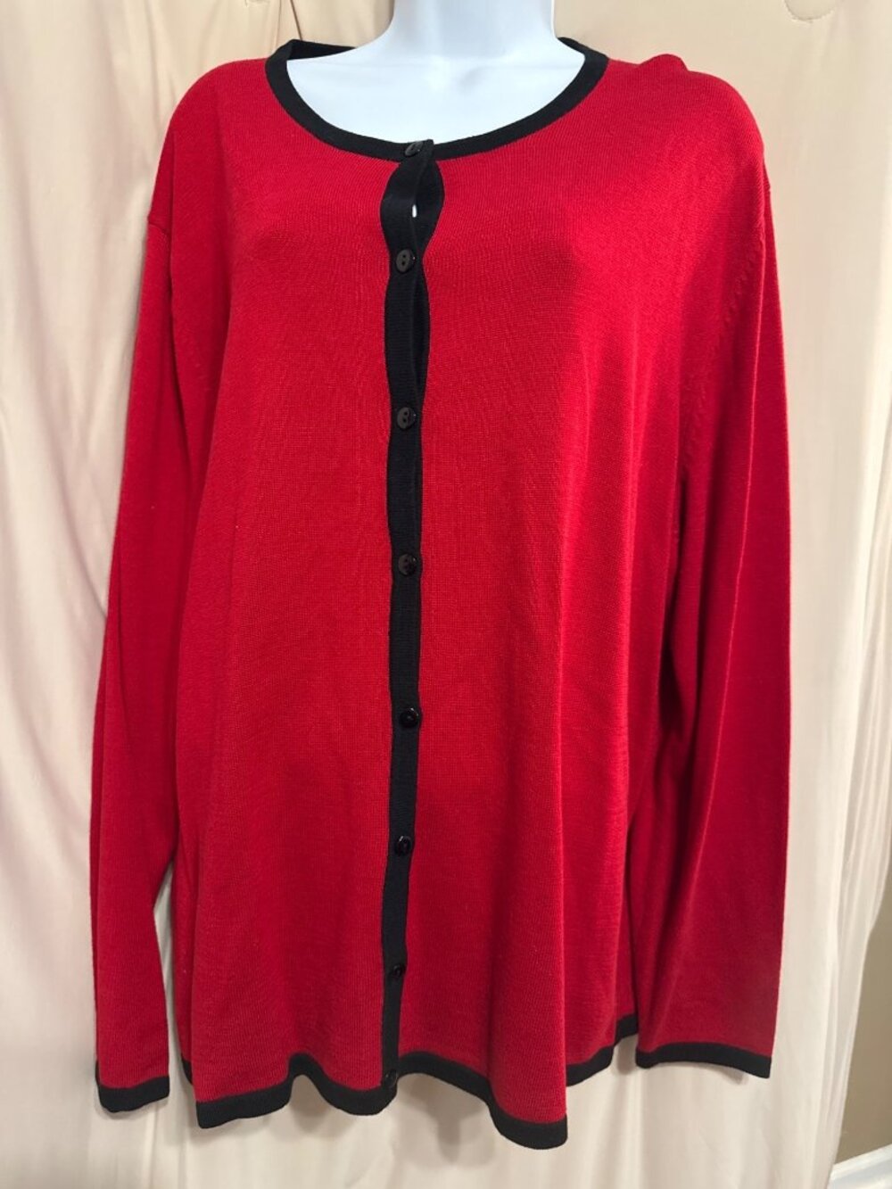 Yarnworks Red Button Up Cardigan Sweater 2X Grannycore